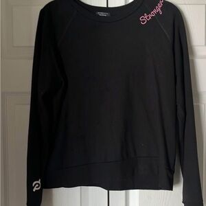 Peloton Black Sweatshirt with Pink Detail